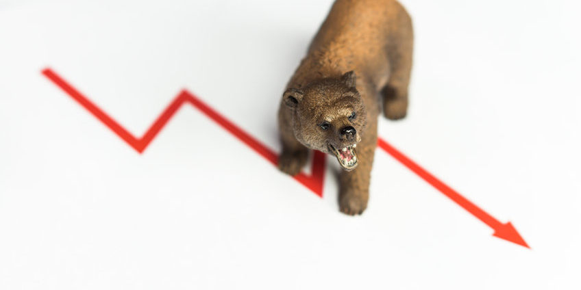 Cryptocurrency Ethereum price crash and drop as a bear trend concept bear roaring | change your trading strategy