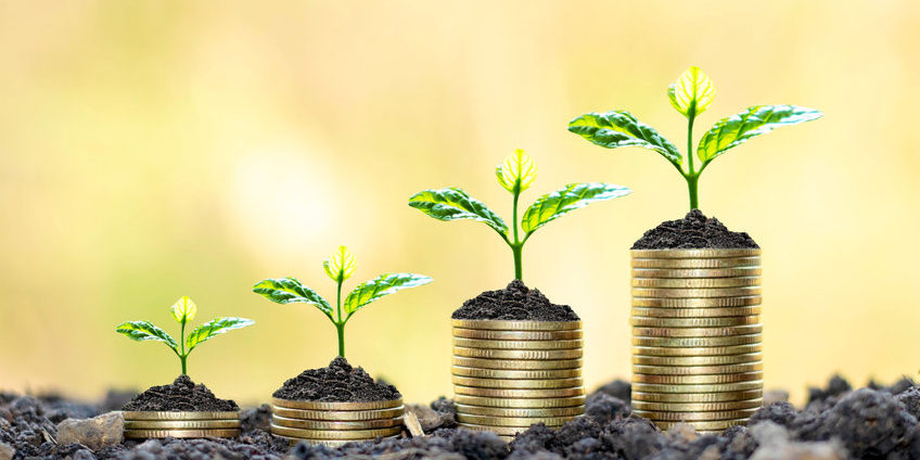 growing plants on stacks of coins | trading vs investing