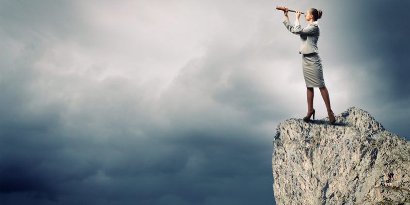 future price action | woman using telescope to look out on horizon