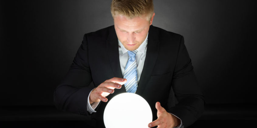 Portrait Of Businessman With Crystal Ball crystal ball | economic predictions