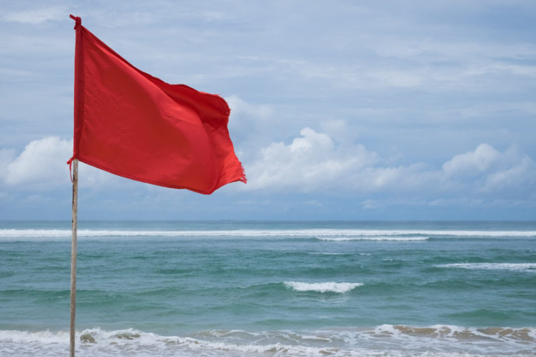 red flag on a beach | red flags in the stock market