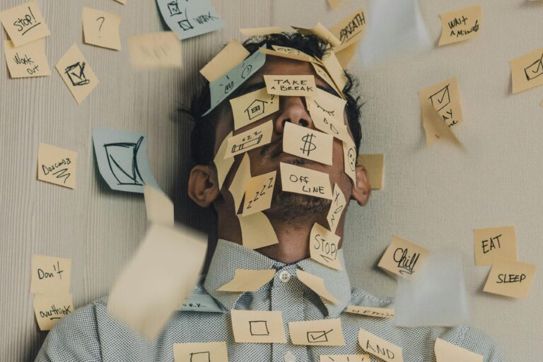 bored trader covered in sticky notes | trading is boring